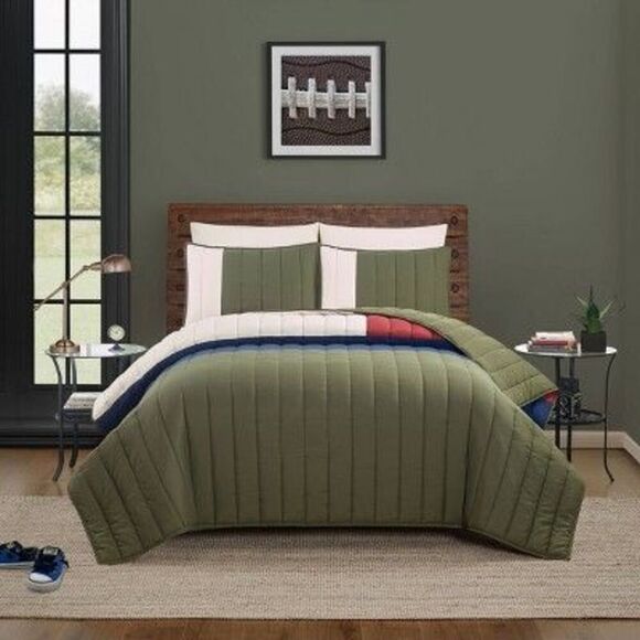 Teen Twin/Twin XL Block Comforter Set Blue and Yel Blue and Yellow - Picture 1 of 4